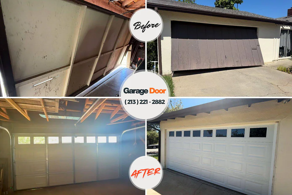 Before and after: garage door repair Romeoville, IL